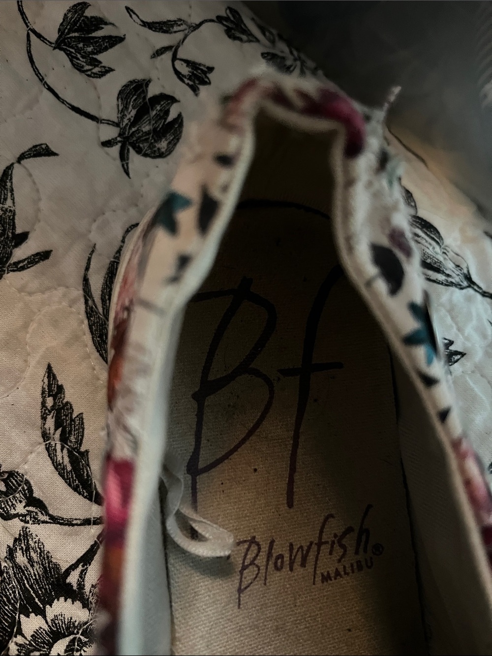 Blowfish Floral Slip-On Sneakers in Cream with Pink & Burgundy Accents - Picture 4 of 5